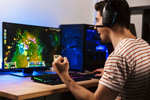 a man playing a game