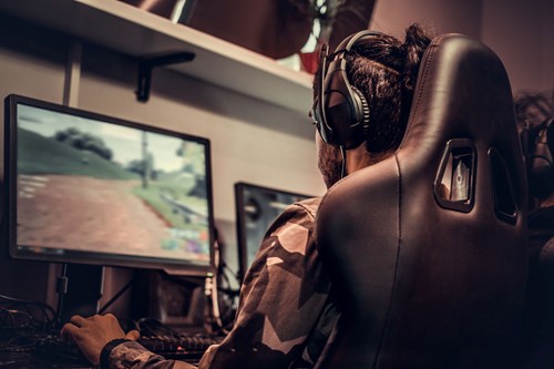 a man enjoying playing a game